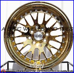 15x8 +20 Esm 007 Classic Style 4x100 4x114.3 Gold Platinum Wheel Old School Jdm