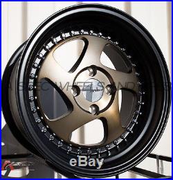 15x8 +25 Avid. 1 Av-19 4x100 Bronze Black Lip Wheel Jdm 3 Lip Rims