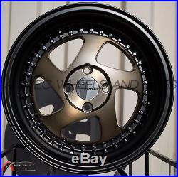 15x8 +25 Avid. 1 Av-19 4x100 Bronze Black Lip Wheel Jdm 3 Lip Rims