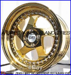 15X8 ESM 011 Wheels 4X100 GOLD PLATINUM RIMS +15 OFFSET (SET OF 4)