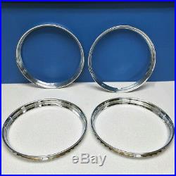 15 Stainless Steel Chrome HOT ROD Ribbed Trim Rings / Beauty Rings New SET OF 4
