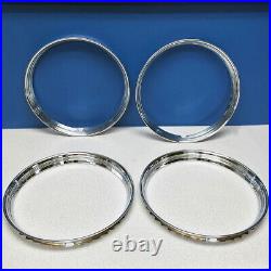 15 Stainless Steel Chrome HOT ROD Ribbed Trim Rings / Beauty Rings SET/4 TR2551