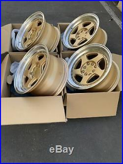 15x8 +20 AodHan AH01 4x100/114.3 Gold Wheels Rims (Used Set)