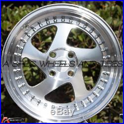15x8 +25 Avid. 1 Av-19 4x100 Silver Machined Wheel Jdm 3 Lip Rims