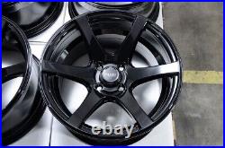 15x8 4x100 Wheels Rims Full Black Honda Civic Mazda Miata Toyota Corolla Cooper