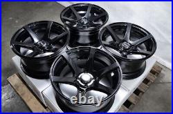 15x8 4x100 Wheels Rims Full Black Honda Civic Mazda Miata Toyota Corolla Cooper