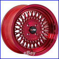 15x8 F1R F01 4x100 25 Machine Red Wheels Rims Set(4)