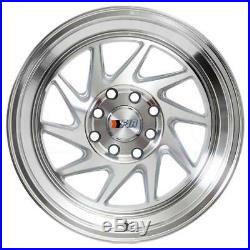 15x8 F1R F07 4x100/4x114.3 25 Machine Silver Polish Lip Wheels Rims Set(4)