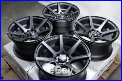 15x8 Matt Black Wheels Rims 4 Lugs Honda Civic Mazda Miata Toyota Corolla Cooper