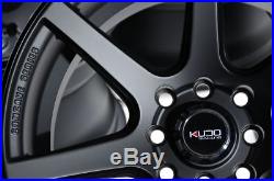 15x8 Matt Black Wheels Rims 4 Lugs Honda Civic Mazda Miata Toyota Corolla Cooper