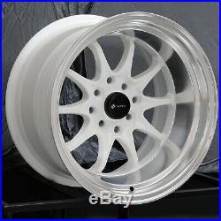 15x8 Vors TR3 4x100/4x114.3 0 White Wheels Rims Set(4) 73.1