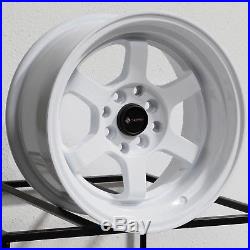 15x8 Vors TR7 4x100/4x114.3 0 White Wheels Rims Set(4)