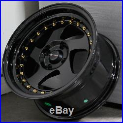 15x8 Vors VR2 4x100 20 Black Wheels Rims Set(4)