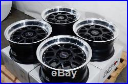 15x8 Wheels Honda Civic Mx-5 Miata Camry Celica Corolla Black Rims 5x100 5x114.3