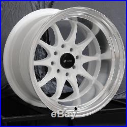 15x9 Vors TR3 4x100/4x114.3 0 White Wheels Rims Set(4)
