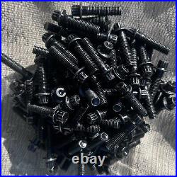 (160) M8 x 1.25 x 32mm BLACK 2/3 Piece Wheel Rim Bolts & Nuts 12 Pt. Head
