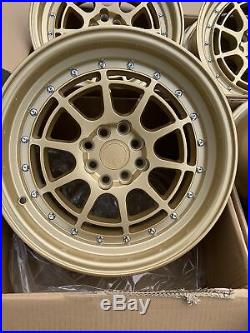 16x8 Aodhan Rims AH04 4x100/114.3 +15 Gold Wheels Rims (Used Set)