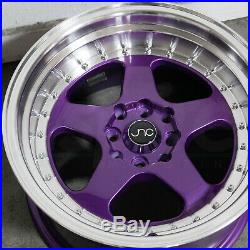 16x8 Candy Purple Machine Lip Wheels JNC 010 JNC010 4x100/4x114.3 25 (Set of 4)