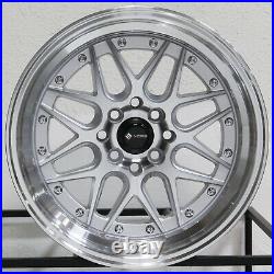 16x8 Vors VR7 4x100/4x114.3 20 Silver Wheels Rims Set(4) 73.1