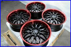 17 Wheels Fit Elantra Santa Fe Tiburon Forte Civic Accord Black Red Rims 5 Lugs