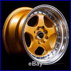 17x8/17x9 JNC ESM006 Style 010 5x114.3 30/25 Gold Machine Lip Wheel fit I set(4)