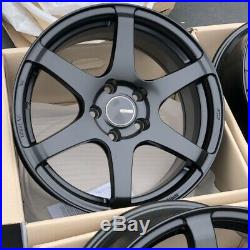 17x8 +35 Enkei T6S 5x114.3 Black Rims Wheels Fits Veloster Mazda Speed 3 Civic