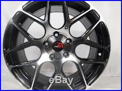 17x8 5x114.3 Custom Wheels Rims SET of 4 Machined Black NEW