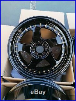 17x9 +25 AodHan AH01 4x100 & 4x114.3 4 Lug Black Wheels Rims (Used Set)