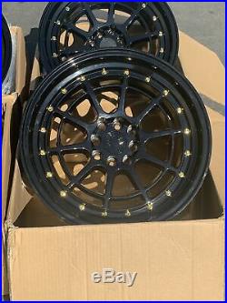 17x9 +25 AodHan AH04 4x100 & 4x114.3 Black Rims Wheels (Used Set)