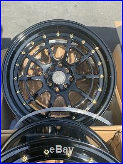 17x9 +25 AodHan AH04 4x100 & 4x114.3 Black Rims Wheels (Used Set)