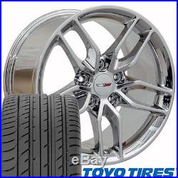 17x9.5 18x10.5 PVD Chrome Stingray Style Wheels & Tires Rims Fit Corvette CP