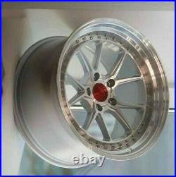 18x10.5 5x114.3 +15 Aodhan DS08 Silver Machine 18 Inch Concave Wheels Set 4 Rims