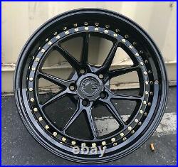 18x10.5 5x114.3 +22 Aodhan DS08 Gloss Black 18 Inch Concave Wheels Set 4 Rims