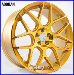 18x8 18x9 +30 Aodhan Ls002 5x100 Gold Machined Wheels Fits Corolla Jetta Golf