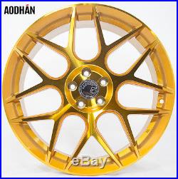 18x8 18x9 +30 Aodhan Ls002 5x100 Gold Machined Wheels Fits Corolla Jetta Golf