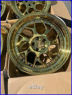 18x8.5 +35 AodHan Ds01 5x100 +35 Gold Vacuum Wheels Rims (Used Set)