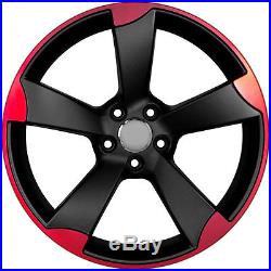 18x8 5x112 ET45 Matte Black Machined Face Red Wheels Set of 4 Rims