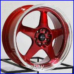 18x8 Vors SP1 5x100/5x114.3 35 Red Machine Lip Wheels Rims Set(4) 73.1