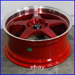 18x8 Vors SP1 5x100/5x114.3 35 Red Machine Lip Wheels Rims Set(4) 73.1