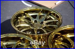 18x9.5/10.5 Aodhan DS02 5x114.3 +22/15 Gold Rims Fits 350Z G35 Coupe (Used)
