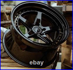 18x9.5 / 18x10.5 5x114.3 +22 Aodhan DS05 Gloss Black 18 Inch Wheels Set 4 Rims