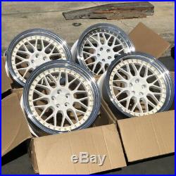 18x9.5 +30 AodHan AH02 5x100 White WithMachined Lip Wheels (Used Set)