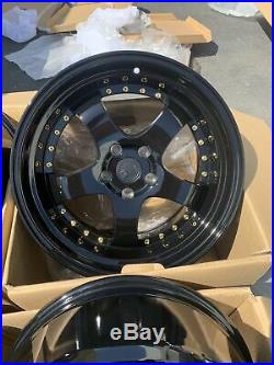 18x9.5 +30 F /18x10.5 +25 R AodHan AH03 5x114.3 Black Wheels Rims (Used)