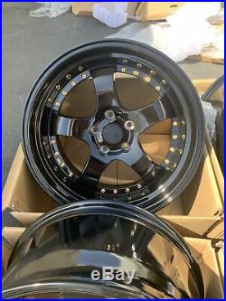 18x9.5 +30 F /18x10.5 +25 R AodHan AH03 5x114.3 Black Wheels Rims (Used)