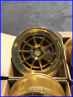 18x9.5 Aodhan Rims AH04 5x100 +35 Machined Gold Wheels Rims (Used Set)