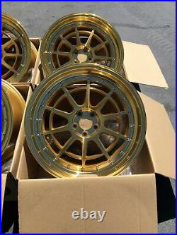 18x9.5 Aodhan Rims AH04 5x100 +35 Machined Gold Wheels Rims (Used Set)