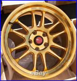 18x9.5 Aodhan Rims AH07 5x100 +30 Gold Machined Face Wheels (Used Set)
