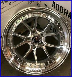 18x9.5 Silver Machined Aodhan DS08 Wheels 5x100 +35 Rims 18 Inch Set 4