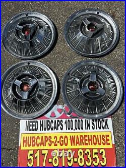 1964 Ford Thunderbird hubcaps Set 4 very rare 15Black/Red Emblem Spinners Nice 1964 Ford Thunderbird hubcaps Set 4 very rare 15Black/Red Emblem Spinners Nice