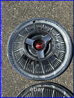 1964 Ford Thunderbird hubcaps Set 4 very rare 15Black/Red Emblem Spinners Nice 1964 Ford Thunderbird hubcaps Set 4 very rare 15Black/Red Emblem Spinners Nice